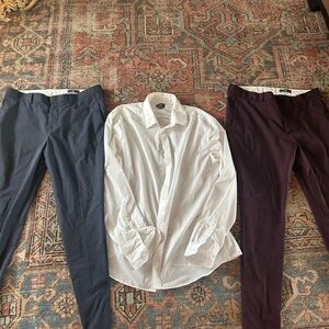 H&M Men's Dress Shirt & Dress Pants - Navy, White and Burgundy